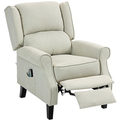 White Upholstered Wingback Heated Massage Recliner Chair