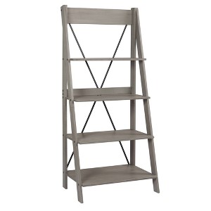 68.25" Boho 4 Tier Solid Wood Ladder Bookshelf Plant Stand - Saracina Home - 1 of 4