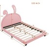 Full Size Faux Leather Upholstered Platform Bed with  Ears Headboard, Cute Kids Bed Frame, No Box Spring, Easy Assembly - 2 of 4