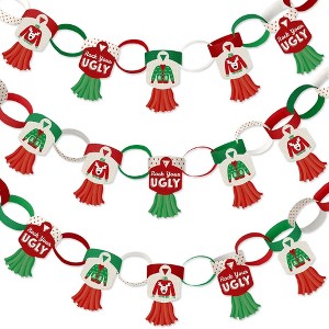 Big Dot of Happiness Ugly Sweater - 90 Chain Links and 30 Paper Tassels Decoration Kit - Holiday and Christmas Party Paper Chains Garland - 21 feet - 1 of 4