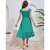Coolmee Women Summer Maternity Maxi Dress Sweetheart Neck Short Sleeve Smocked Boho Drawstring Long Dress Photoshoot Baby Shower - 3 of 4
