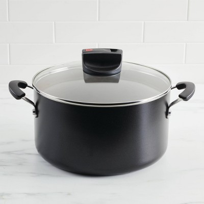 Farberware 6 Quart Black Aluminum Nonstick Stockpot with Glass Lid