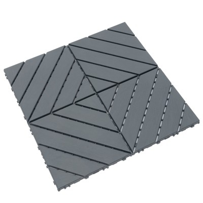 DSVIMOY 12" Patio Deck Tiles, 44pcs DIY Module Interlocking Decking Tiles, Floor Tile for Porch Poolside, Balcony, Grey, 12"*12"*0.8"
