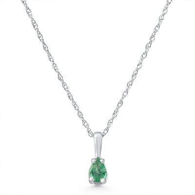 Pompeii3 1/4Ct Peart Shape Emerald Cut Pendant 10k White Gold