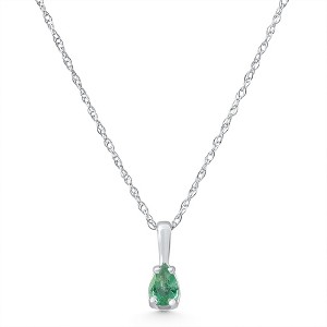 Pompeii3 1/4Ct Peart Shape Emerald Cut Pendant 10k White Gold - 1 of 3