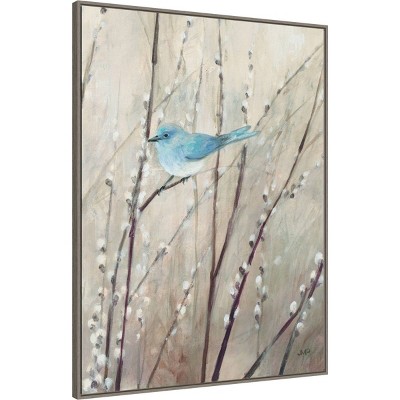 Pretty Bluebird on Pussy Willow Canvas Wall Art
