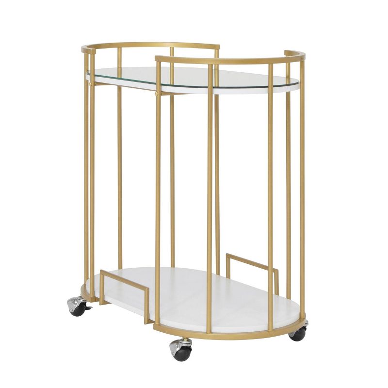 Pavillion 2 Tier Oval Bar Serving Cart Shelves with Glass Mirror Gold - studio designs, 4 of 15