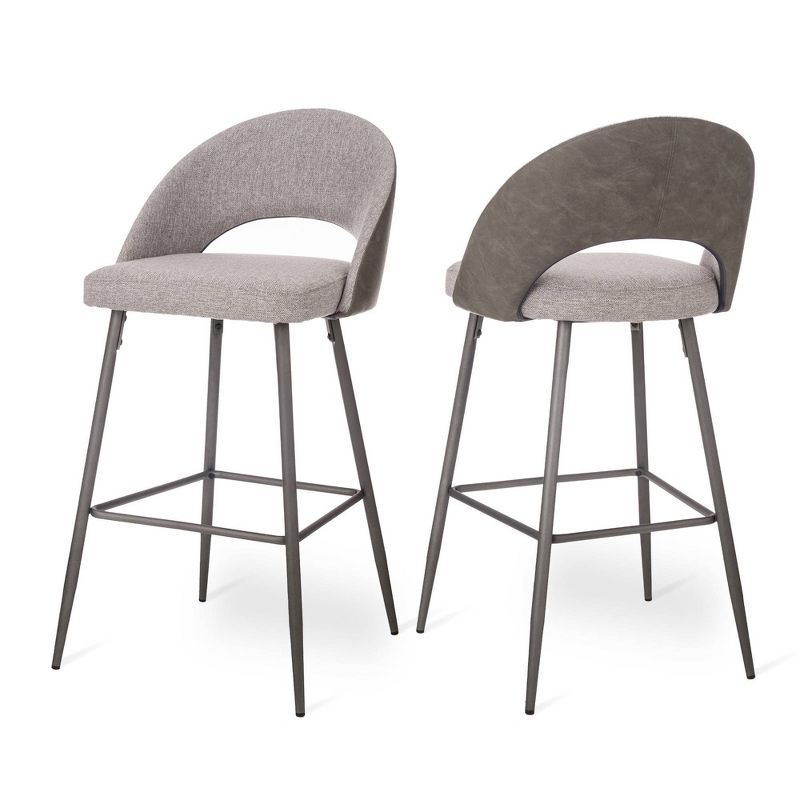 Set of 2 Leatherette Barstools with Tapered Metal Legs - Glitzhome, 3 of 11
