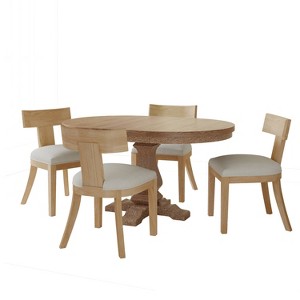 Christopher Knight Home Lincoln 5pc Rustic Expandable Fabric and Rubberwood Dining Set Beige/Tan - 1 of 4