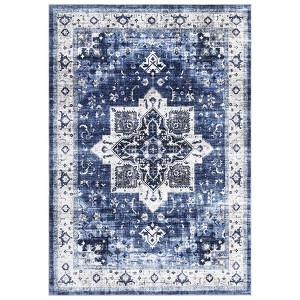 Washable Vintage Floral Medallion Area Rugs for Living Room, Soft Non Slip Retro Accent Carpet for Bedroom Dining Room - 1 of 4