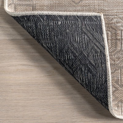 Riya Beige Geometric Washable Cotton Area Rug