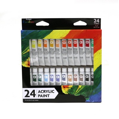 24ct Acrylic Paint Set with Brush Multicolor Package - FLOMO