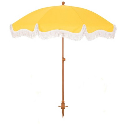 Captiva Designs 7ft Portable Patio Umbrella with Fringe - Stylish Outdoor Shade with UPF 50+ Protection