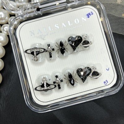 Vynxaria Black Stylish Press-On Nails for a Perfect Finish Size M