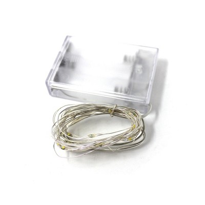 Battery Powered Multicolored LED Fairy String Lights with White Wire