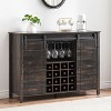 Jojoka Farmhouse Bar Cabinet with Barn Door Cabinet with Rack and Glass Rack, Buffet Cabinet with Storage for Dining Room（Rustic Oak） - 2 of 4