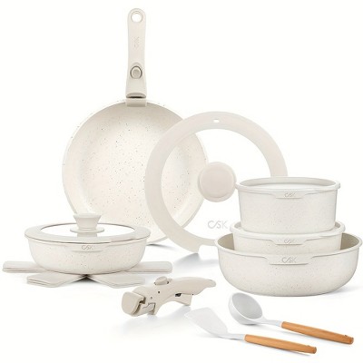 KOCH SYSTEME CS 17pcs Pots and Pan Set with Detachable Handle, Non Stick Ceramic Cookware Set