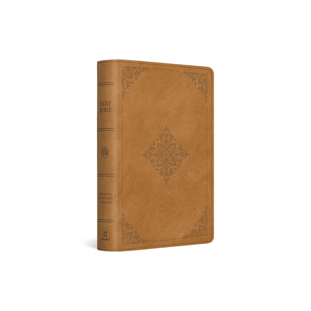 ESV Large Print Bible (Trutone, Nubuck Caramel, Fleur-De-Lis Design) - by Esv Bibles (Leather Bound)