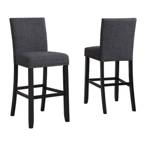 Dexmalle Set of 2 Fabric Bar Stools with Nailhead Trim - 1 of 4