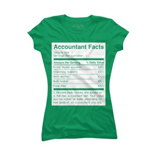 Junior's Design By Humans Accountant Nutrition Facts Label By EJamjar T-Shirt - 1 of 2