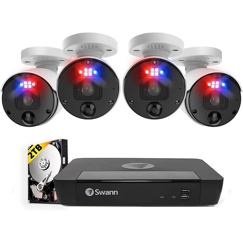 Swann NVR Security System, Round Professional Bullet Cameras, 88980 Hub, Black, 1 of 11
