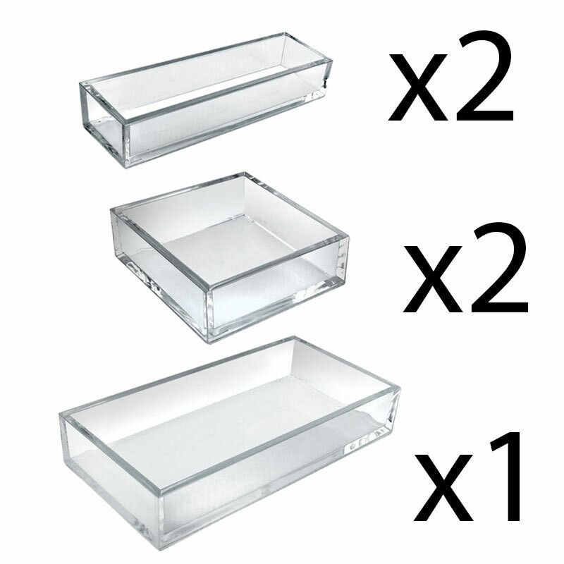 Azar Displays Deluxe 5 Piece Clear Acrylic Tray Set, Two Narrow Rectangle, Two Square and One Large Rectangle Tray, 3 of 9
