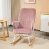 HOMCOM Accent Rocking Chairs, Upholstered Nursery Glider Rocker, Modern Armchair, Wingback Chair for Living Room and Bedroom - image 3 of 4