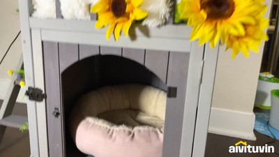 Small Gray Insulated Wooden Outdoor Cat House