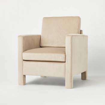 Bellfield Fully Upholstered Accent Chair Light Brown Velvet (KD) - Threshold™ designed with Studio McGee