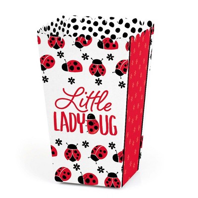 Big Dot of Happiness Happy Little Ladybug - Baby Shower or Birthday Party Favor Popcorn Treat Boxes - Set of 12