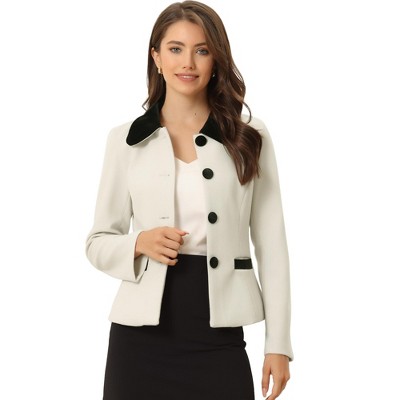 INSPIRE CHIC Women's Work Office Contrast Collar Single Breasted Winter Coat