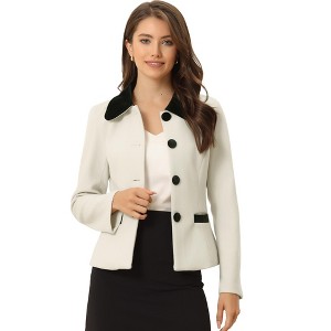 INSPIRE CHIC Women's Work Office Contrast Collar Single Breasted Winter Coat - 1 of 4