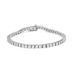 Haus of Brilliance Silver 1.0 Cttw Miracle-Set Diamond Round Faceted Bezel Tennis Bracelet - 1 of 4