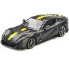 Ferrari 812 Competizione Grigio Competizione Gray Metallic with Yellow Stripe 1/64 Diecast Model Car by BBR - 4 of 4
