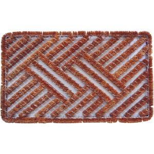 HomeRoots 18" X 30" Brown Coir Geometric Outdoor Door Mat - 1 of 4