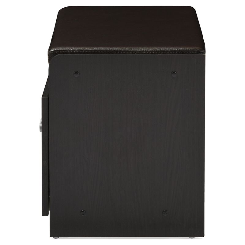 Margaret Modern and Contemporary Wood 2 - Door Shoe Cabinet with Faux Leather Seating Bench - Dark Brown - Baxton Studio, 4 of 6
