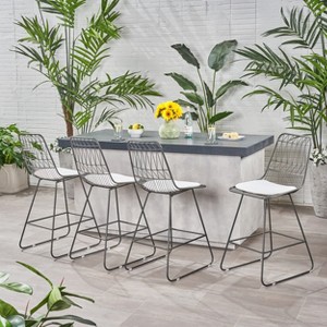 Christopher Knight Home Outdoor Iron 26.5 Inch Counter Stools with Cushion (Set of 4) - 1 of 4