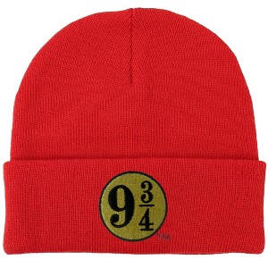 Harry Potter 9 34 Logo Knit Beanie for Men and Women, Red - 1 of 4