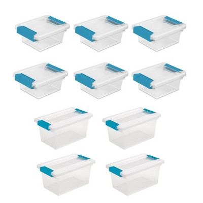 Sterilite Mini Clip Plastic Storage Box (6 Pack) & Medium Containers (4 Pack)