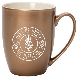 Elanze Designs Meet Me Under The Mistletoe Bronze 10 ounce New Bone China Coffee Cup Mug - 1 of 4
