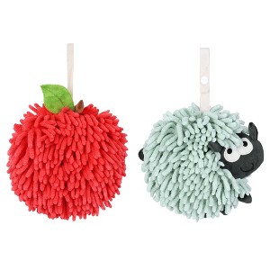 REGALWOVEN 2 Pcs Cute Comfortable Soft Absorbent Chenille Ball Fuzzy Hand Towel - 1 of 4
