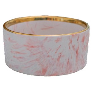 Dexypaws: Marble Dog Bowl: Blush Pink & Gold Accent - 6.3" Diameter - 1 of 4