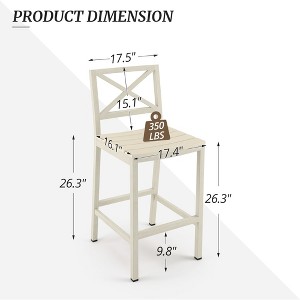 Outdoor Bar Stools Set of 2, 26 Inch All Weather HDPS Patio Counter Height Barstools with Back & Footrest, Aluminum Bar Stool Chairs - 1 of 4