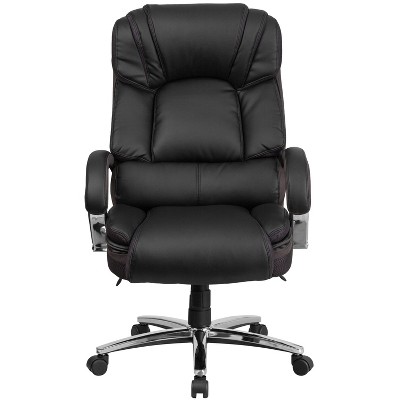 Hercules High-Back Black LeatherSoft Executive Swivel Chair with Chrome Accents