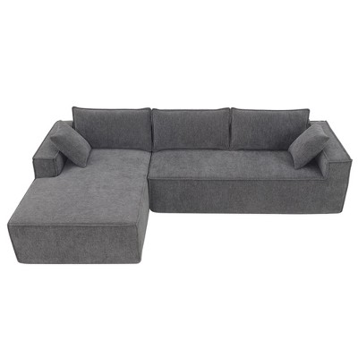 NicBex Modular Sectional Sofa,Chenille L-Shaped Compressed Couch with 2 Pillows for Living Room,Apartment,Office,No Assembly Require,Gray