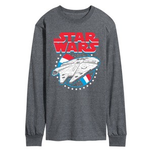 Men's - Star Wars - Millennium Falcon Americana-Men's Long Sleeve Graphic T-Shirt Long Sleeve Graphic T-Shirt - 1 of 4