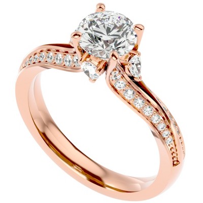 Pompeii3 1 1/3Ct Diamond & Moissanite Accent Engagement Ring in 10k Gold