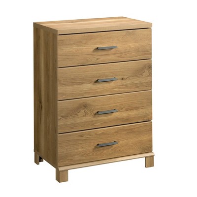 Timber Oak 4-Drawer Chest with Metal Handles