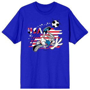 Looney Tunes Bugs Bunny Soccer USA Adult Royal Blue Crew Neck Short Sleeve T-shirt - 1 of 3