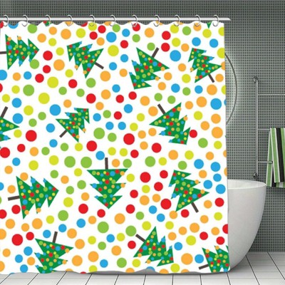 Cartoon Christmas Tree Waterproof Shower Curtain, Polyester Bath Curtain with Privacy, Machine Washable & Durable 70.8x70.8 Inch